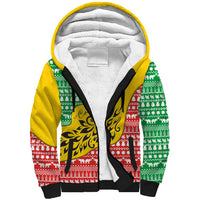 Congo Christmas Sherpa Hoodie with Tribal Tree Design Coat of Arms and Animal Pattern - Wonder Print Shop