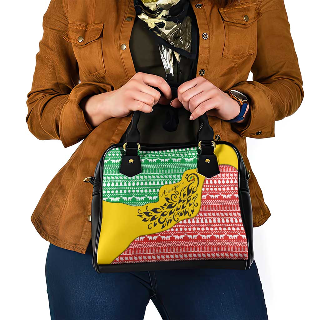 Congo Christmas Shoulder Handbag with Tribal Tree Design Coat of Arms and Animal Pattern - Wonder Print Shop