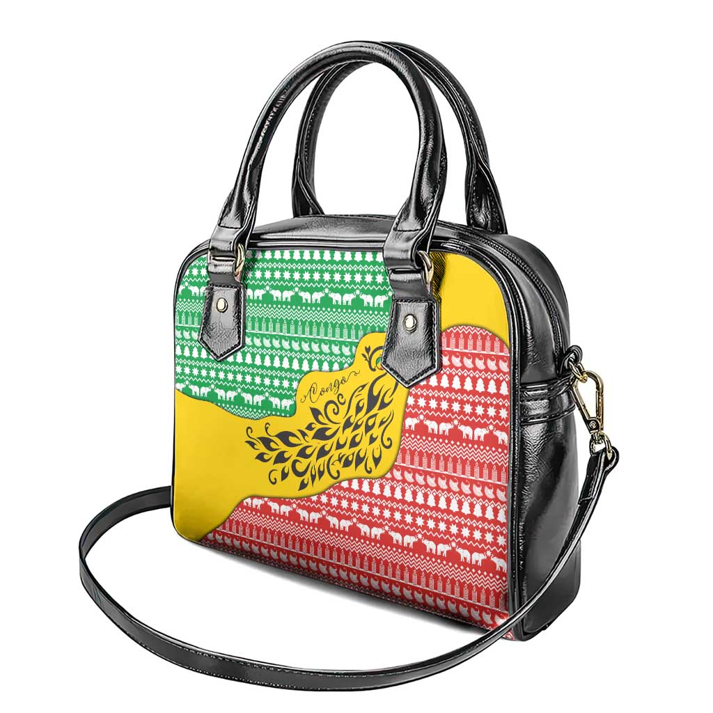 Congo Christmas Shoulder Handbag with Tribal Tree Design Coat of Arms and Animal Pattern - Wonder Print Shop