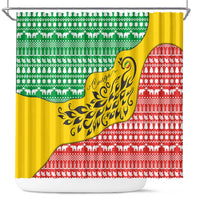 Congo Christmas Shower Curtain with Tribal Tree Design Coat of Arms and Animal Pattern - Wonder Print Shop
