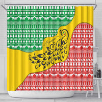 Congo Christmas Shower Curtain with Tribal Tree Design Coat of Arms and Animal Pattern - Wonder Print Shop