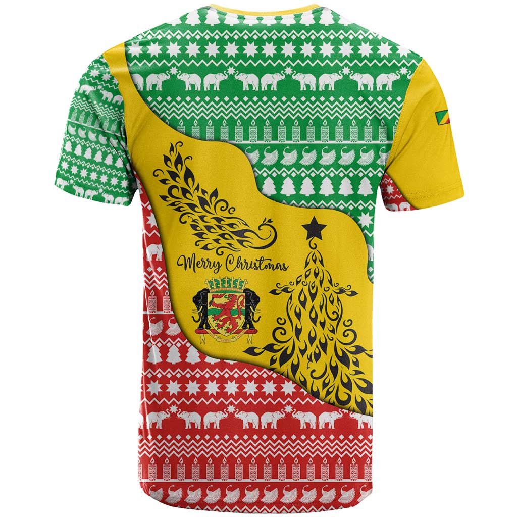 Congo Christmas T Shirt with Tribal Tree Design Coat of Arms and Animal Pattern - Wonder Print Shop