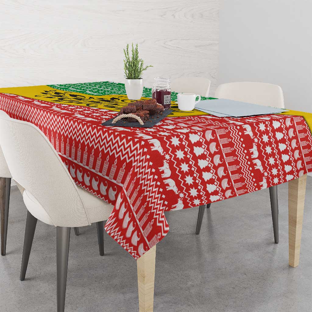 Congo Christmas Tablecloth with Tribal Tree Design Coat of Arms and Animal Pattern - Wonder Print Shop