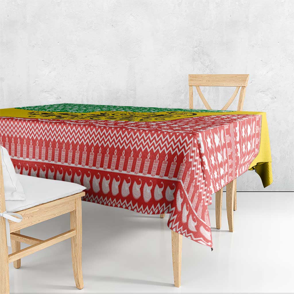 Congo Christmas Tablecloth with Tribal Tree Design Coat of Arms and Animal Pattern - Wonder Print Shop