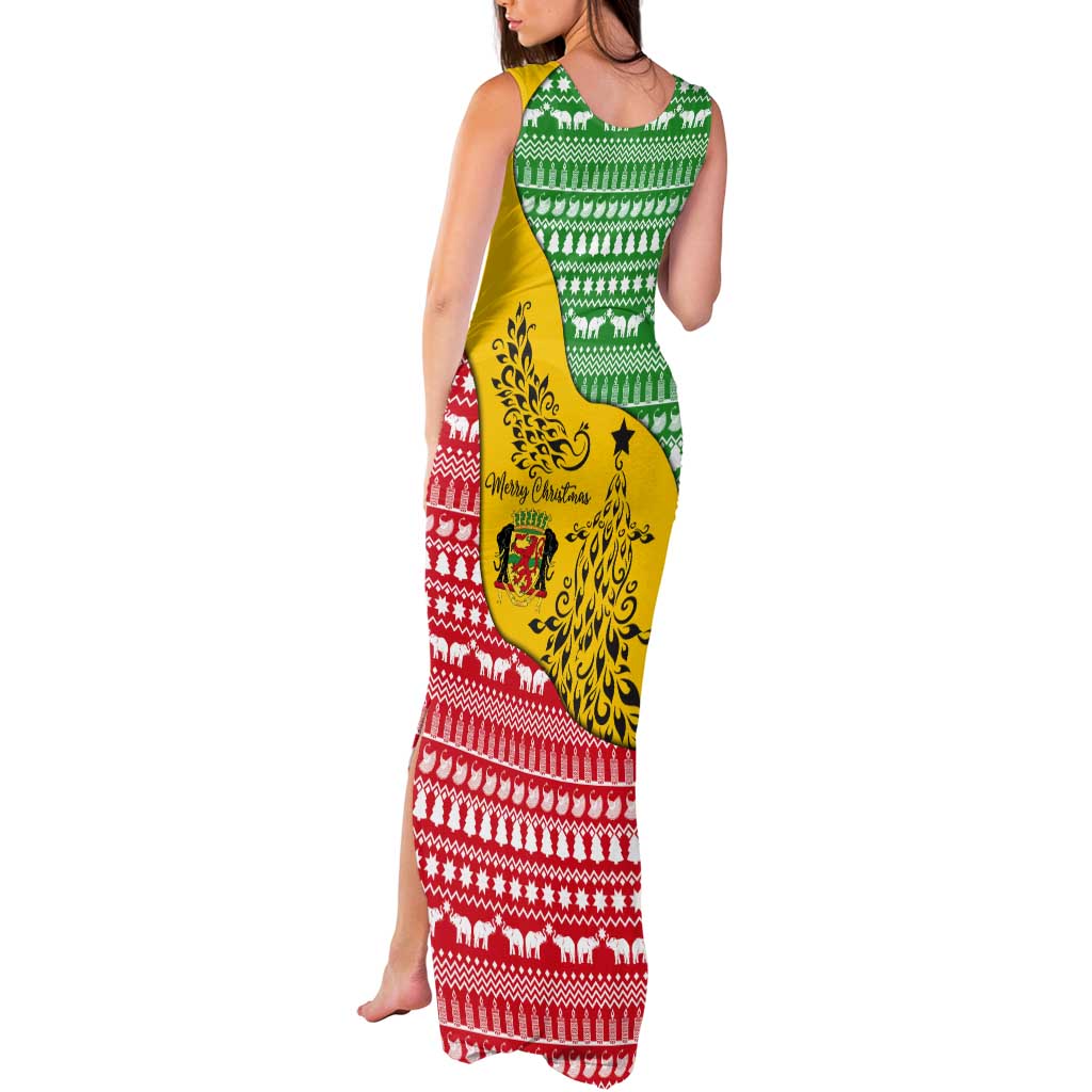 Congo Christmas Tank Maxi Dress with Tribal Tree Design Coat of Arms and Animal Pattern - Wonder Print Shop