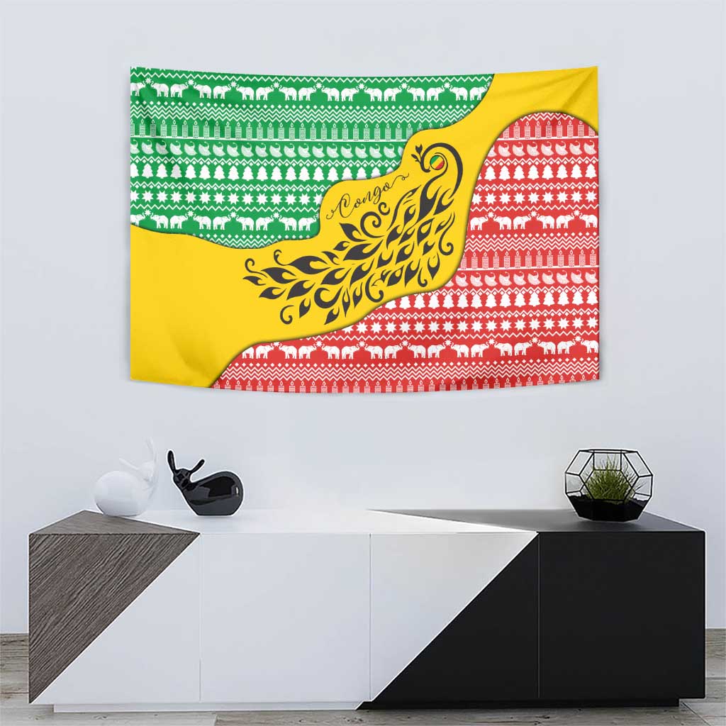 Congo Christmas Tapestry with Tribal Tree Design Coat of Arms and Animal Pattern - Wonder Print Shop
