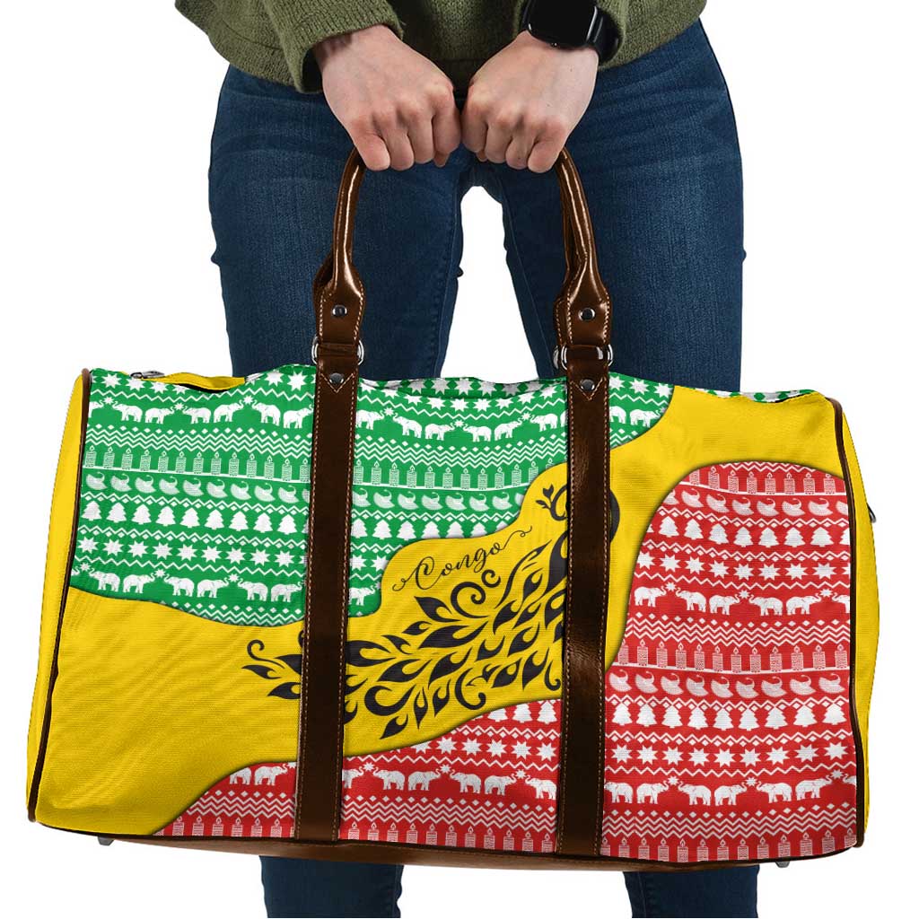 Congo Christmas Travel Bag with Tribal Tree Design Coat of Arms and Animal Pattern - Wonder Print Shop
