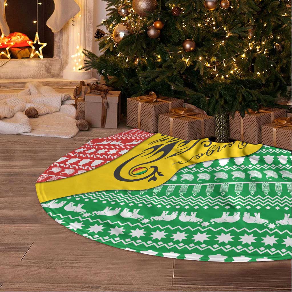 Congo Christmas Tree Skirt with Tribal Tree Design Coat of Arms and Animal Pattern - Wonder Print Shop
