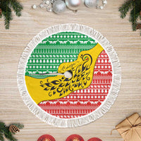 Congo Christmas Tree Skirt with Tribal Tree Design Coat of Arms and Animal Pattern - Wonder Print Shop