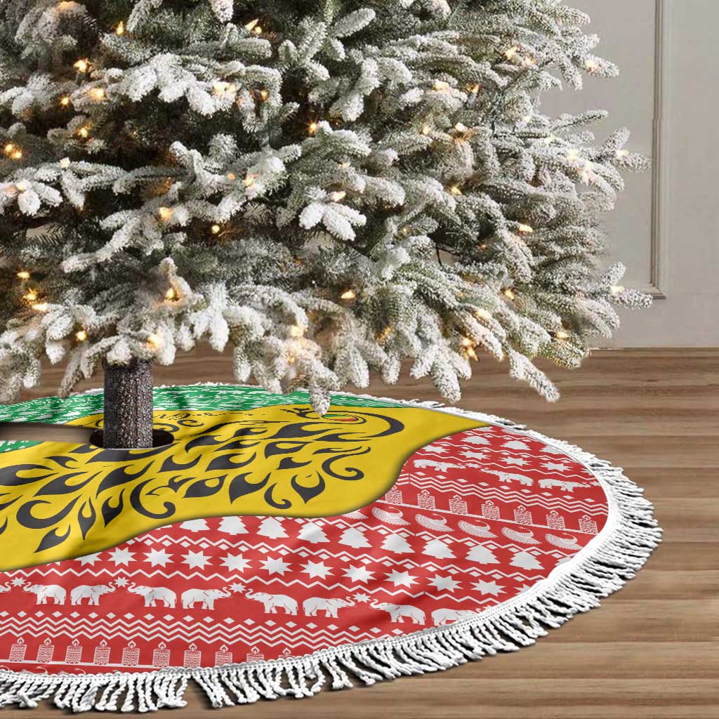Congo Christmas Tree Skirt with Tribal Tree Design Coat of Arms and Animal Pattern - Wonder Print Shop