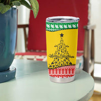 Congo Christmas Tumbler Cup with Tribal Tree Design Coat of Arms and Animal Pattern - Wonder Print Shop