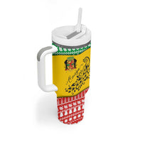 Congo Christmas Tumbler With Handle with Tribal Tree Design Coat of Arms and Animal Pattern - Wonder Print Shop