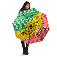 Congo Christmas Umbrella with Tribal Tree Design Coat of Arms and Animal Pattern - Wonder Print Shop