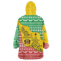 Congo Christmas Wearable Blanket Hoodie with Tribal Tree Design Coat of Arms and Animal Pattern - Wonder Print Shop