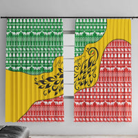 Congo Christmas Window Curtain with Tribal Tree Design Coat of Arms and Animal Pattern - Wonder Print Shop