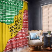 Congo Christmas Window Curtain with Tribal Tree Design Coat of Arms and Animal Pattern - Wonder Print Shop