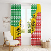 Congo Christmas Window Curtain with Tribal Tree Design Coat of Arms and Animal Pattern - Wonder Print Shop