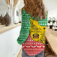 Congo Christmas Women Casual Shirt with Tribal Tree Design Coat of Arms and Animal Pattern - Wonder Print Shop