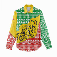 Congo Christmas Women Casual Shirt with Tribal Tree Design Coat of Arms and Animal Pattern - Wonder Print Shop