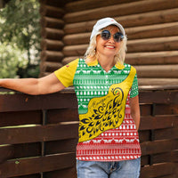 Congo Christmas Women Polo Shirt with Tribal Tree Design Coat of Arms and Animal Pattern - Wonder Print Shop