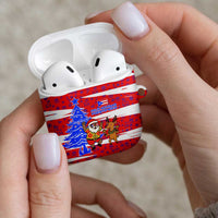 Puerto Rico Christmas AirPods Case with Dancing Santa Reindeer Blue Tree and Festive Flag Design - Wonder Print Shop