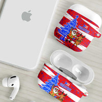 Puerto Rico Christmas AirPods Case with Dancing Santa Reindeer Blue Tree and Festive Flag Design - Wonder Print Shop
