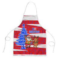 Puerto Rico Christmas Apron with Dancing Santa Reindeer Blue Tree and Festive Flag Design - Wonder Print Shop
