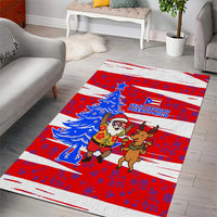 Puerto Rico Christmas Area Rug with Dancing Santa Reindeer Blue Tree and Festive Flag Design - Wonder Print Shop