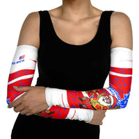 Puerto Rico Christmas Arm Sleeves with Dancing Santa Reindeer Blue Tree and Festive Flag Design - Wonder Print Shop