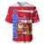 Puerto Rico Christmas Baseball Jersey with Dancing Santa Reindeer Blue Tree and Festive Flag Design - Wonder Print Shop