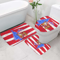 Puerto Rico Christmas Bathroom Set with Dancing Santa Reindeer Blue Tree and Festive Flag Design - Wonder Print Shop