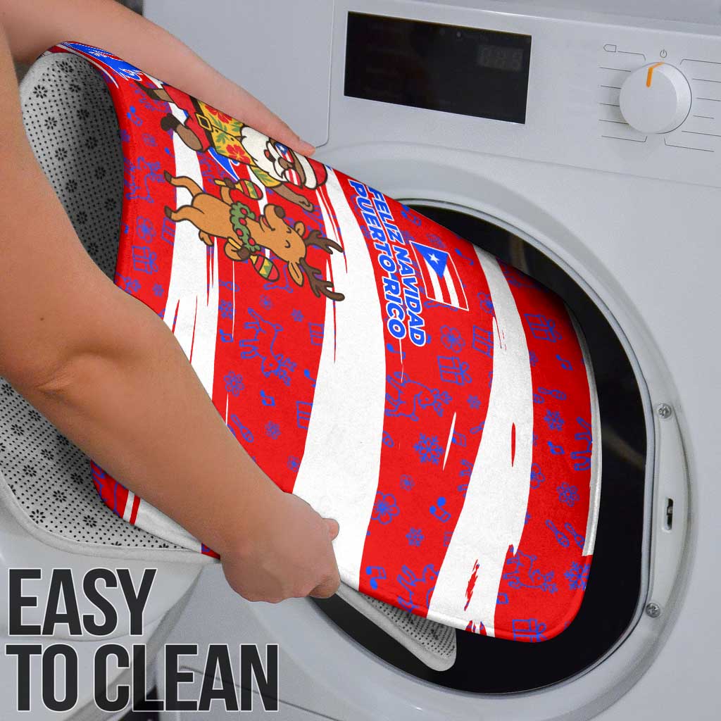 Puerto Rico Christmas Bathroom Set with Dancing Santa Reindeer Blue Tree and Festive Flag Design - Wonder Print Shop