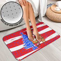Puerto Rico Christmas Bathroom Set with Dancing Santa Reindeer Blue Tree and Festive Flag Design - Wonder Print Shop