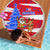 Puerto Rico Christmas Beach Blanket with Dancing Santa Reindeer Blue Tree and Festive Flag Design - Wonder Print Shop