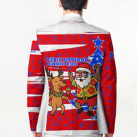 Puerto Rico Christmas Blazer with Dancing Santa Reindeer Blue Tree and Festive Flag Design - Wonder Print Shop