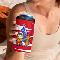 Puerto Rico Christmas 4 in 1 Can Cooler Tumbler with Dancing Santa Reindeer Blue Tree and Festive Flag Design - Wonder Print Shop