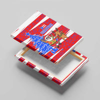 Puerto Rico Christmas Canvas Wall Art with Dancing Santa Reindeer Blue Tree and Festive Flag Design - Wonder Print Shop