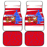 Puerto Rico Christmas Car Mats with Dancing Santa Reindeer Blue Tree and Festive Flag Design - Wonder Print Shop