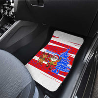 Puerto Rico Christmas Car Mats with Dancing Santa Reindeer Blue Tree and Festive Flag Design - Wonder Print Shop