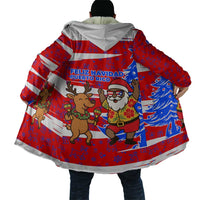 Puerto Rico Christmas Cloak with Dancing Santa Reindeer Blue Tree and Festive Flag Design - Wonder Print Shop