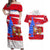 Puerto Rico Christmas Couples Matching Off Shoulder Maxi Dress and Hawaiian Shirt with Dancing Santa Reindeer Blue Tree and Festive Flag Design - Wonder Print Shop