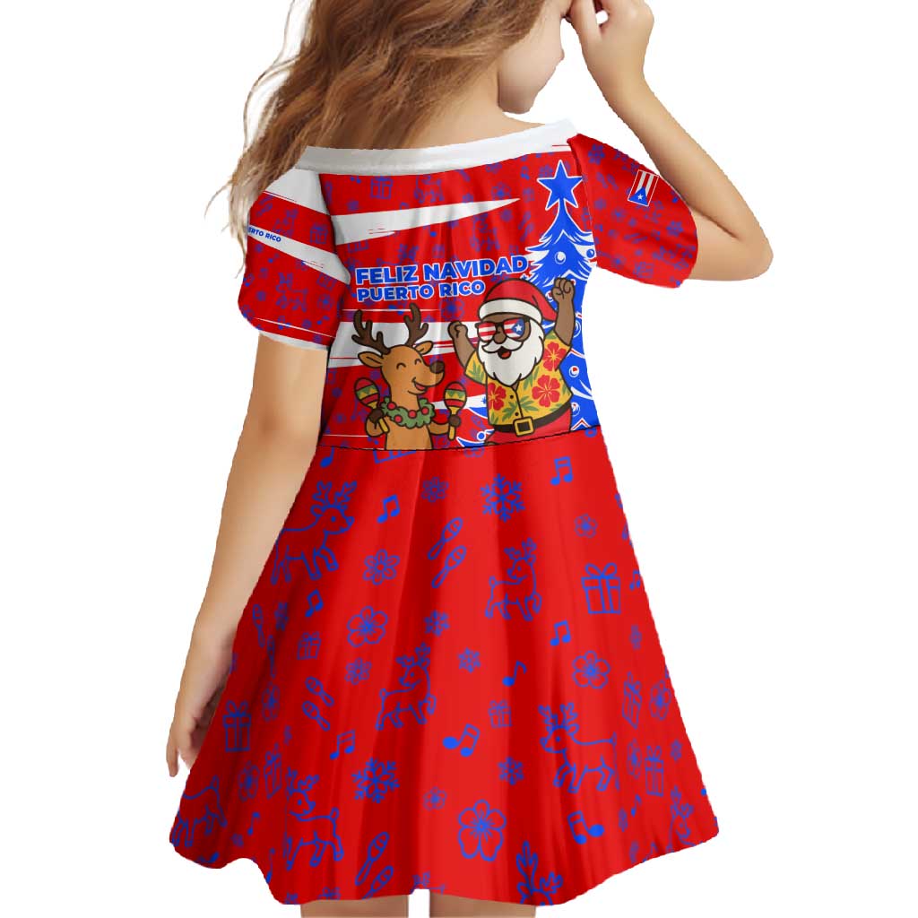 Puerto Rico Christmas Family Matching Off Shoulder Maxi Dress and Hawaiian Shirt with Dancing Santa Reindeer Blue Tree and Festive Flag Design - Wonder Print Shop