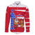 Puerto Rico Christmas Family Matching Off Shoulder Short Dress and Hawaiian Shirt with Dancing Santa Reindeer Blue Tree and Festive Flag Design - Wonder Print Shop
