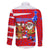 Puerto Rico Christmas Family Matching Off Shoulder Short Dress and Hawaiian Shirt with Dancing Santa Reindeer Blue Tree and Festive Flag Design - Wonder Print Shop