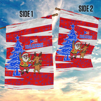 Puerto Rico Christmas Garden Flag with Dancing Santa Reindeer Blue Tree and Festive Flag Design - Wonder Print Shop