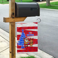 Puerto Rico Christmas Garden Flag with Dancing Santa Reindeer Blue Tree and Festive Flag Design - Wonder Print Shop
