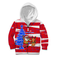 Puerto Rico Christmas Kid Hoodie with Dancing Santa Reindeer Blue Tree and Festive Flag Design - Wonder Print Shop