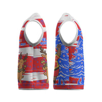 Puerto Rico Christmas Knitted V-Neck Vest with Dancing Santa Reindeer Blue Tree and Festive Flag Design - Wonder Print Shop