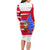 Puerto Rico Christmas Long Sleeve Bodycon Dress with Dancing Santa Reindeer Blue Tree and Festive Flag Design - Wonder Print Shop