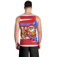 Puerto Rico Christmas Men Tank Top with Dancing Santa Reindeer Blue Tree and Festive Flag Design - Wonder Print Shop